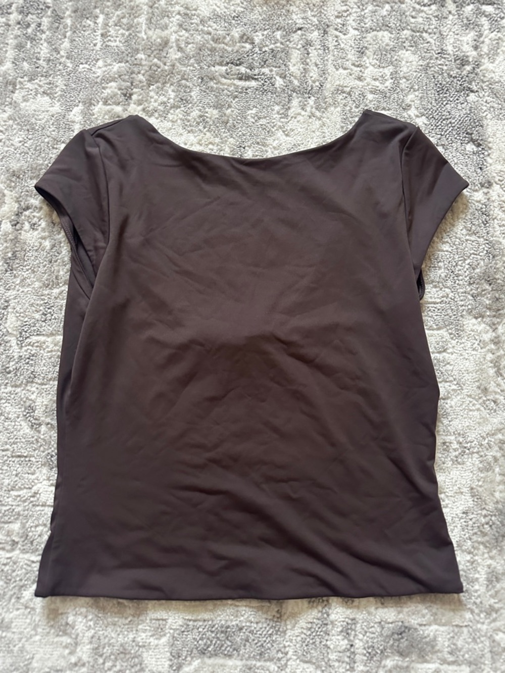 LARGE Women's Boatneck Short Sleeve Top - Dark Brown Lock the Label